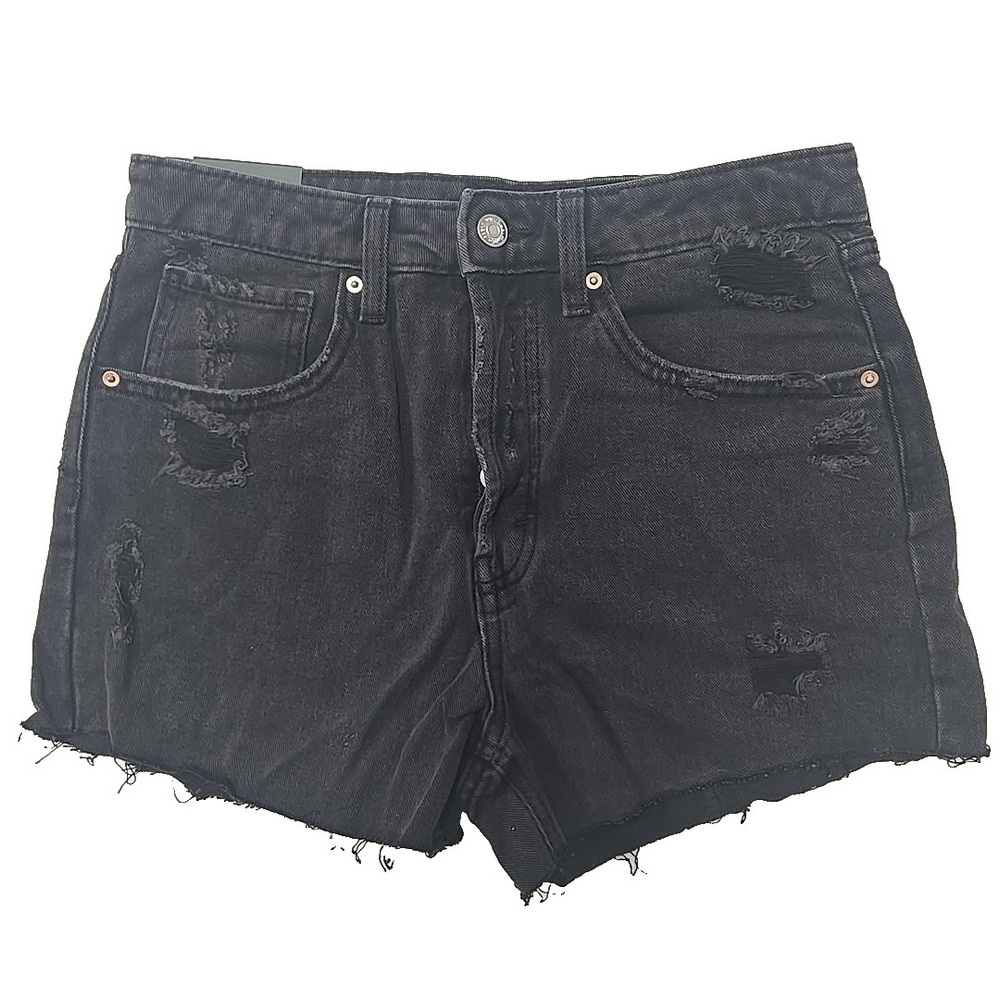 Wild Fable Super High-Rise CutOff Shorts Button Fly Black Destroyed Denim Size 4
